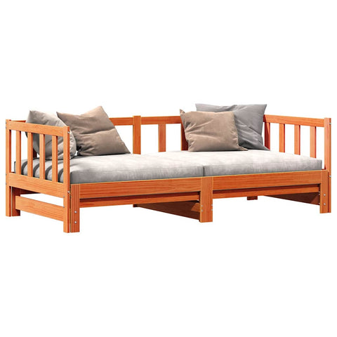 vidaXL Day bed with Trundle Wax brown 90 x 200 cm Solid wood pine