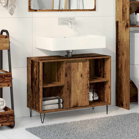 vidaXL Bathroom Cabinet Old Wood 80 x 33 x 60 cm Engineered Wood