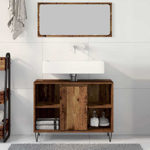 vidaXL Bathroom Cabinet Old Wood 80 x 33 x 60 cm Engineered Wood