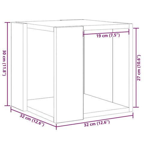 vidaXL Coffee Table Black oak MDF 32 x 32 x 30 cm Simple Square