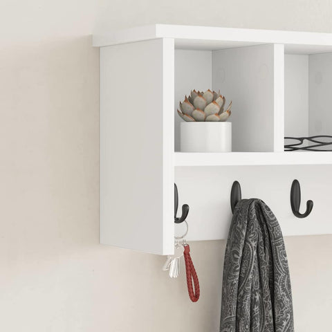 vidaXL Wall-Mounted Coat Rack White 50 x 16 x 26 cm Engineered wood