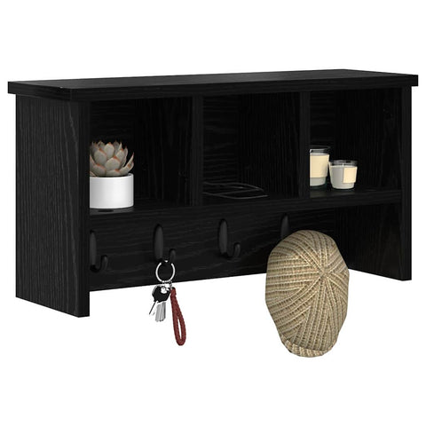 vidaXL Wall-Mounted Coat Rack with Shelf Wall-mounted with Storage Black oak 50 x 16 x 26 cm