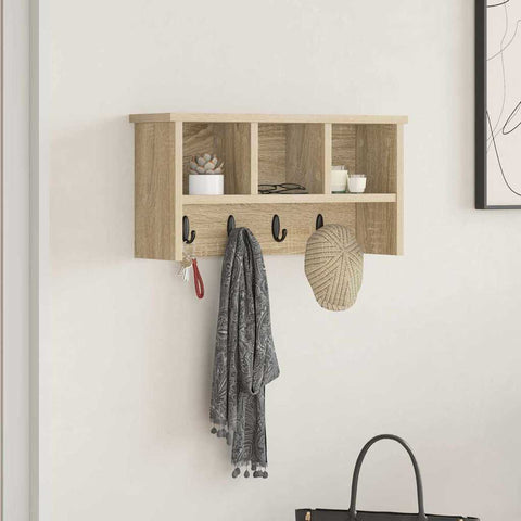 vidaXL Wall-Mounted Coat Rack with Shelf Wall-mounted with Storage Sonoma oak 50 x 16 x 26 cm