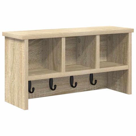 vidaXL Wall-Mounted Coat Rack with Shelf Wall-mounted with Storage Sonoma oak 50 x 16 x 26 cm
