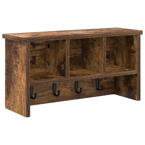 vidaXL Wall-Mounted Coat Rack with Shelf Wall-mounted with Storage Smoked oak 50 x 16 x 26 cm
