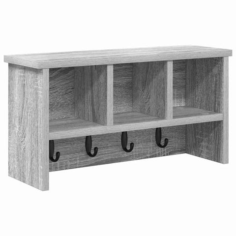 vidaXL Wall-Mounted Coat Rack with Shelf Wall-mounted with Storage Grey sonoma 50 x 16 x 26 cm