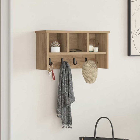 vidaXL Wall-Mounted Coat Rack with Shelf Wall-mounted with Storage Artisan oak 50 x 16 x 26 cm