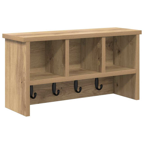 vidaXL Wall-Mounted Coat Rack with Shelf Wall-mounted with Storage Artisan oak 50 x 16 x 26 cm