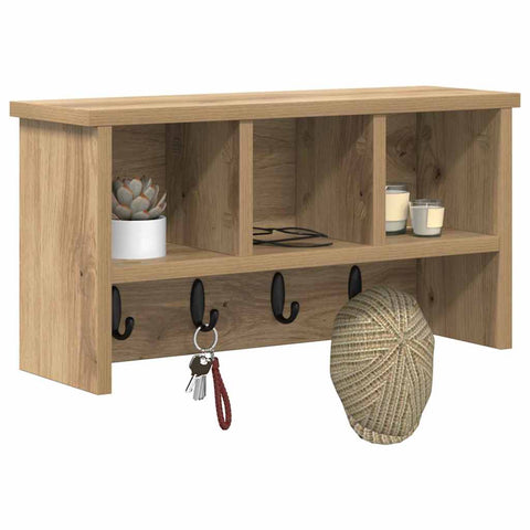 vidaXL Wall-Mounted Coat Rack with Shelf Wall-mounted with Storage Artisan oak 50 x 16 x 26 cm