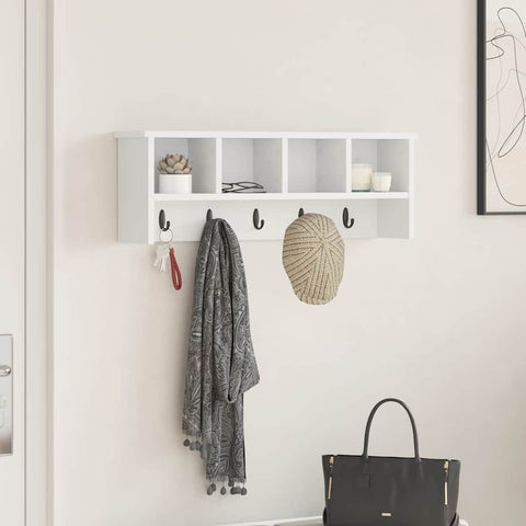 vidaXL Wall-Mounted Coat Rack White 75 x 16 x 26 cm Engineered wood