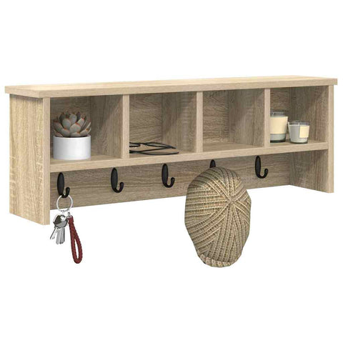 vidaXL Wall-Mounted Coat Rack with Shelf Wall-mounted with Storage Sonoma oak 75 x 16 x 26 cm