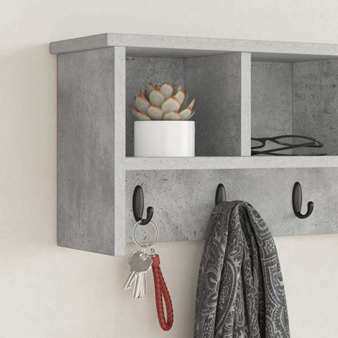 vidaXL Wall-Mounted Coat Rack with Shelf Concrete grey 75 x 16 x 26 cm