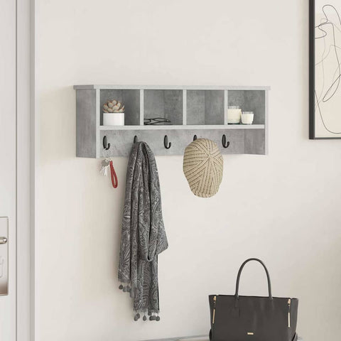 vidaXL Wall-Mounted Coat Rack with Shelf Concrete grey 75 x 16 x 26 cm