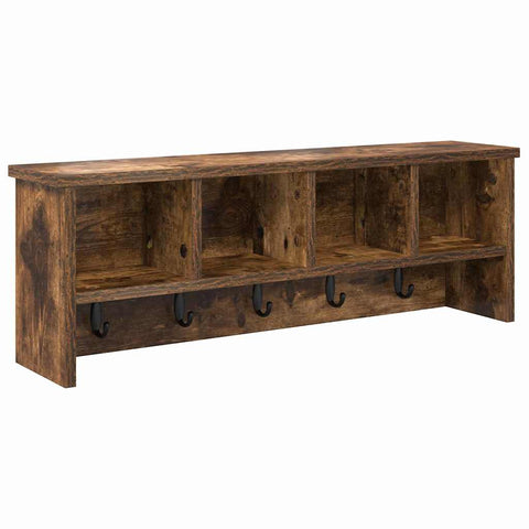 vidaXL Wall-Mounted Coat Rack with Shelf Wall-mounted with Storage Smoked oak 75 x 16 x 26 cm