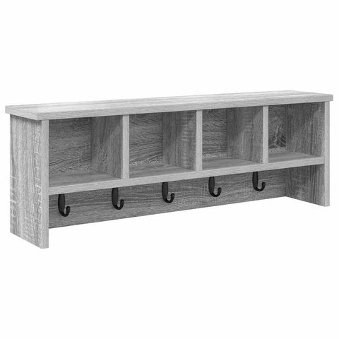 vidaXL Wall-Mounted Coat Rack with Shelf Wall-mounted with Storage Grey sonoma 75 x 16 x 26 cm