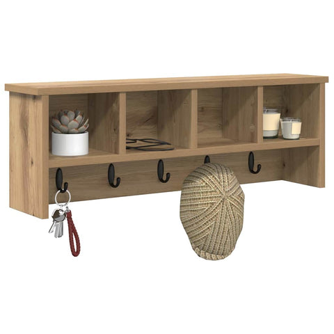 vidaXL Wall-Mounted Coat Rack with Shelf Wall-mounted with Storage Artisan oak 75 x 16 x 26 cm