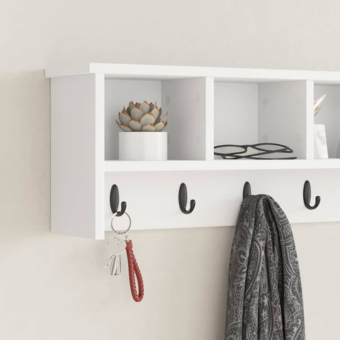 vidaXL Wall-Mounted Coat Rack White 100 x 16 x 26 cm Engineered wood