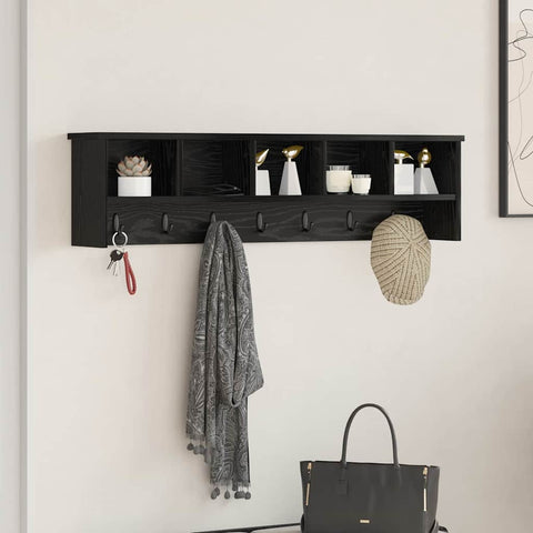 vidaXL Wall-Mounted Coat Rack with Shelf Wall-mounted with Storage Black oak 100 x 16 x 26 cm