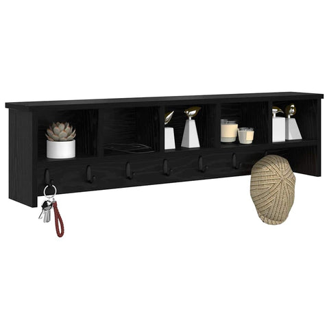 vidaXL Wall-Mounted Coat Rack with Shelf Wall-mounted with Storage Black oak 100 x 16 x 26 cm