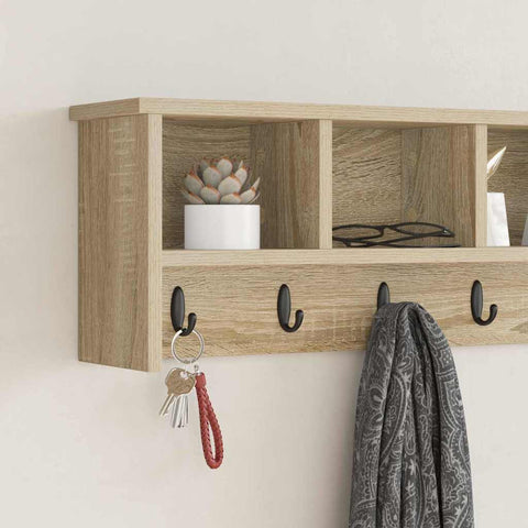 vidaXL Wall-Mounted Coat Rack with Shelf Sonoma oak 100 x 16 x 26 cm