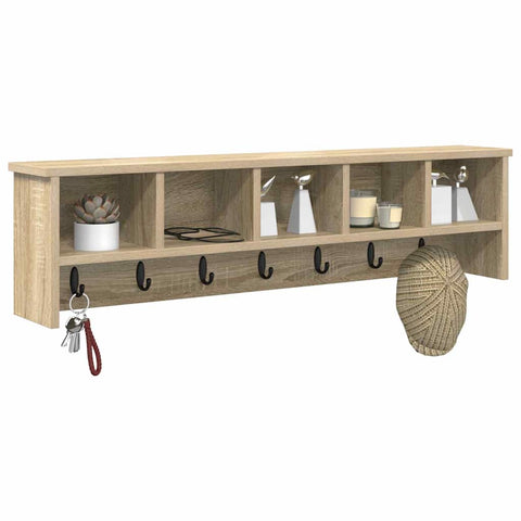 vidaXL Wall-Mounted Coat Rack with Shelf Wall-mounted with Storage Sonoma oak 100 x 16 x 26 cm