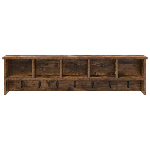 vidaXL Wall-Mounted Coat Rack with Shelf Wall-mounted with Storage Smoked oak 100 x 16 x 26 cm