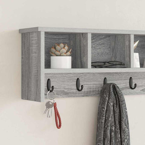 vidaXL Wall-Mounted Coat Rack with Shelf Grey sonoma 100 x 16 x 26 cm