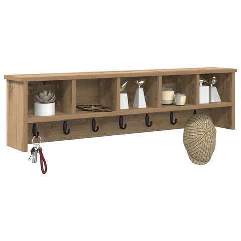 vidaXL Wall-Mounted Coat Rack with Shelf Artisan oak 100 x 16 x 26 cm
