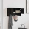 vidaXL Wall-Mounted Coat Rack with Shelf Wall-mounted with Storage with Door Black oak 50 x 20 x 30 cm