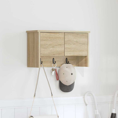 vidaXL Wall-Mounted Coat Rack with Shelf Wall-mounted with Storage with Door Sonoma oak 50 x 20 x 30 cm