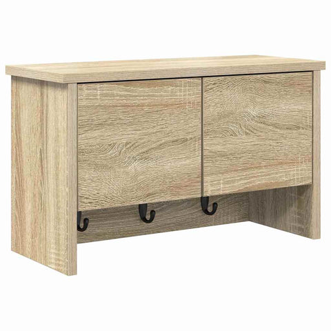 vidaXL Wall-Mounted Coat Rack with Shelf Wall-mounted with Storage with Door Sonoma oak 50 x 20 x 30 cm