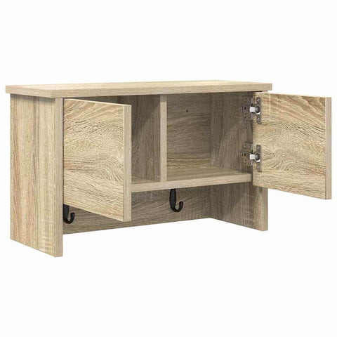 vidaXL Wall-Mounted Coat Rack with Shelf Wall-mounted with Storage with Door Sonoma oak 50 x 20 x 30 cm