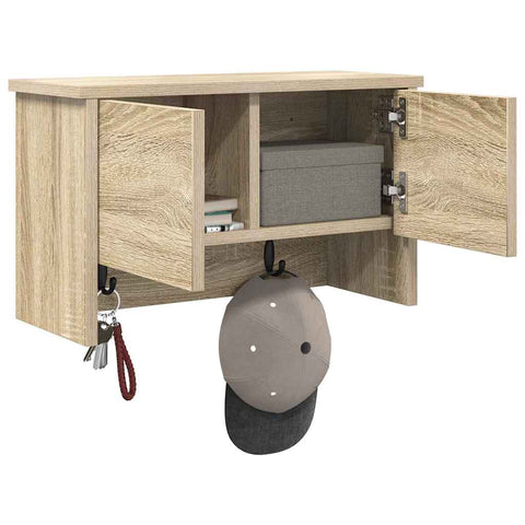 vidaXL Wall-Mounted Coat Rack with Shelf Wall-mounted with Storage with Door Sonoma oak 50 x 20 x 30 cm