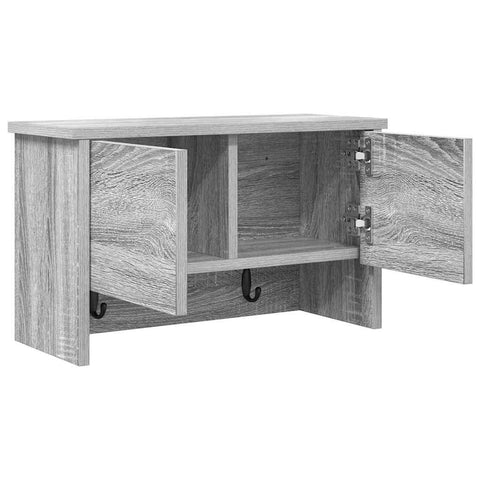 vidaXL Wall-Mounted Coat Rack with Shelf Wall-mounted with Storage with Door Grey sonoma 50 x 20 x 30 cm