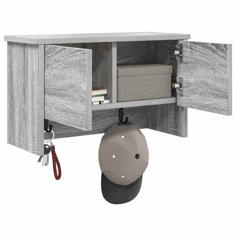 vidaXL Wall-Mounted Coat Rack with Shelf Wall-mounted with Storage with Door Grey sonoma 50 x 20 x 30 cm