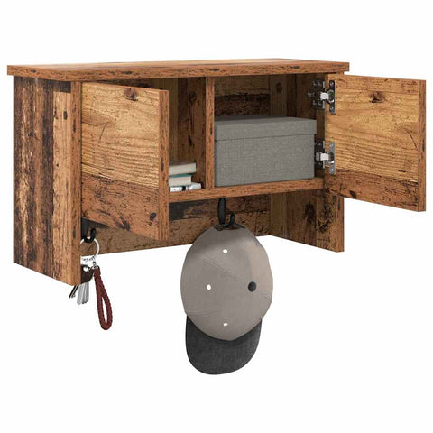 vidaXL Wall-Mounted Coat Rack Old wood 50 x 20 x 30 cm Engineered wood