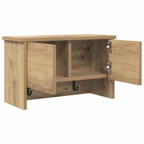 vidaXL Wall-Mounted Coat Rack with Shelf Wall-mounted with Storage with Door Artisan oak 50 x 20 x 30 cm