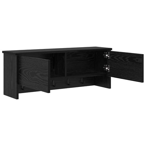 vidaXL Wall-Mounted Coat Rack with Shelf Wall-mounted with Storage with Door Black oak 80 x 20 x 30 cm
