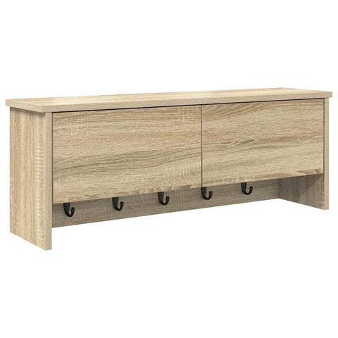 vidaXL Wall-Mounted Coat Rack with Shelf Wall-mounted with Storage with Door Sonoma oak 80 x 20 x 30 cm
