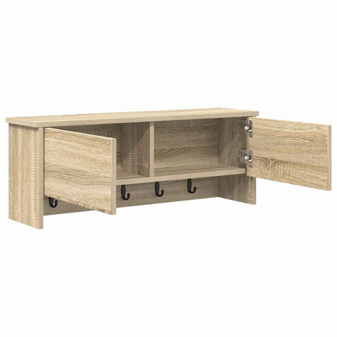 vidaXL Wall-Mounted Coat Rack with Shelf Wall-mounted with Storage with Door Sonoma oak 80 x 20 x 30 cm
