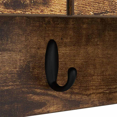 vidaXL Wall-Mounted Coat Rack with Shelf Wall-mounted with Storage with Door Smoked oak 80 x 20 x 30 cm