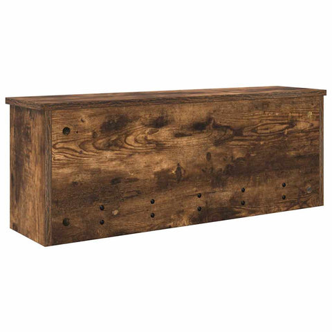 vidaXL Wall-Mounted Coat Rack with Shelf Wall-mounted with Storage with Door Smoked oak 80 x 20 x 30 cm