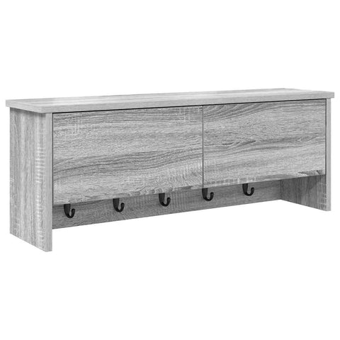 vidaXL Wall-Mounted Coat Rack with Shelf Wall-mounted with Storage with Door Grey sonoma 80 x 20 x 30 cm