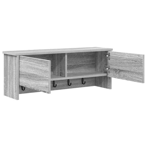 vidaXL Wall-Mounted Coat Rack with Shelf Wall-mounted with Storage with Door Grey sonoma 80 x 20 x 30 cm