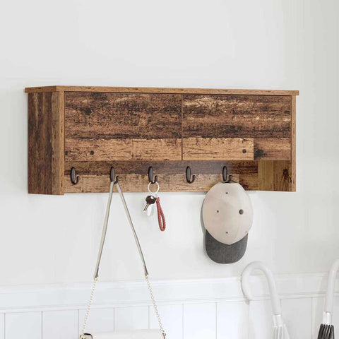 vidaXL Wall-Mounted Coat Rack Old wood 80 x 20 x 30 cm Engineered wood