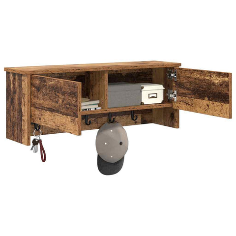 vidaXL Wall-Mounted Coat Rack Old wood 80 x 20 x 30 cm Engineered wood