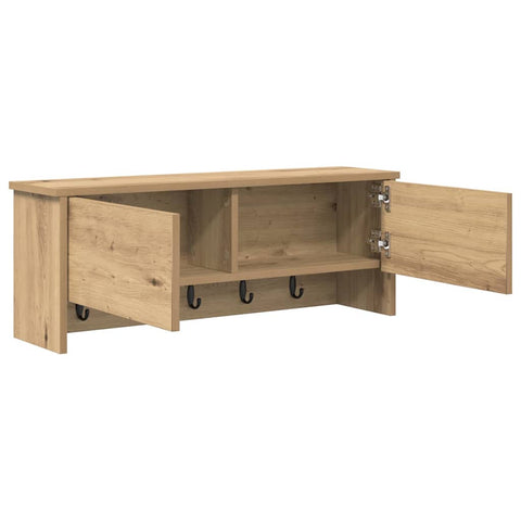 vidaXL Wall-Mounted Coat Rack with Shelf Wall-mounted with Storage with Door Artisan oak 80 x 20 x 30 cm