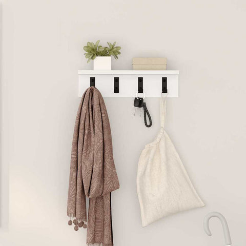 vidaXL Wall-Mounted Coat Rack with Shelf Wall-mounted White 40 x 10.5 x 10.5 cm