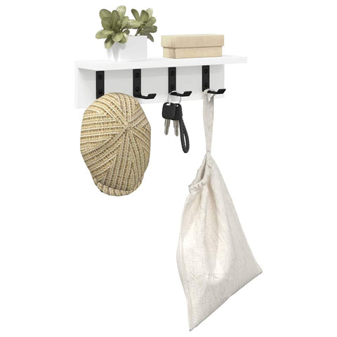 vidaXL Wall-Mounted Coat Rack with Shelf Wall-mounted White 40 x 10.5 x 10.5 cm