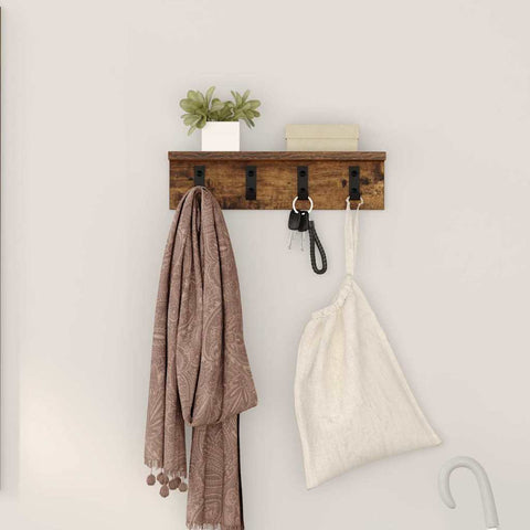 vidaXL Wall-Mounted Coat Rack Smoked oak 40 x 10.5 x 10.5 cm